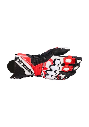 Alpinestars Gp Plus R V3 Korumalı Deri Motosiklet Eldiveni Siyah Kırmızı Beyaz