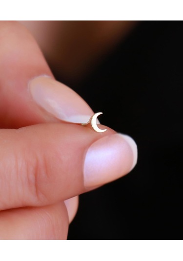 14 Ayar Altın Hilal Tragus Piercing Sarı Altın
