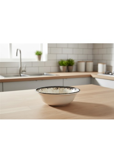 6'lı Valencia Salata Kasesi 22cm Dijital Mega Rinart Krem