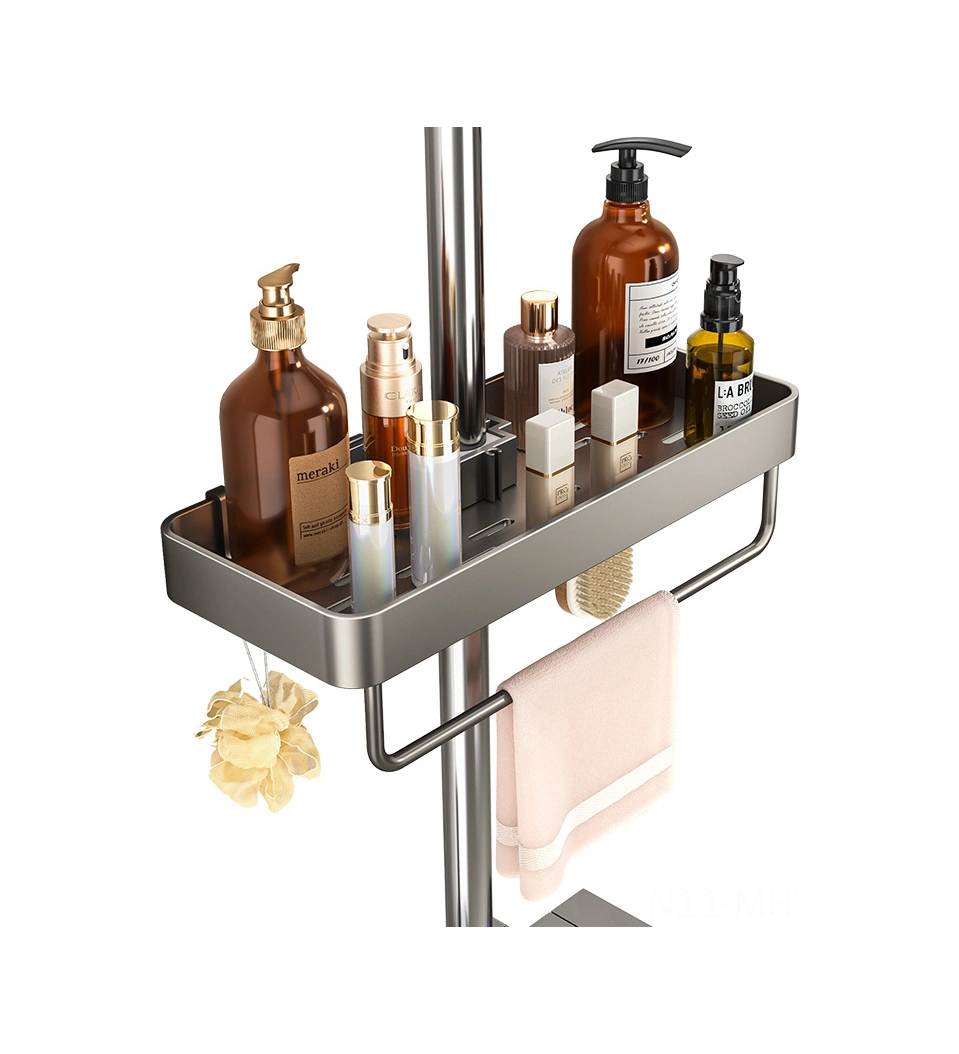 Monyee Banyo Duş Rafı: Alüminyum Mat Tek Kat, Delme Yok, Kanca Montajlı, Duş Çubuğu Tutucu, Sağlam Ve Pratik Depolama Diğer