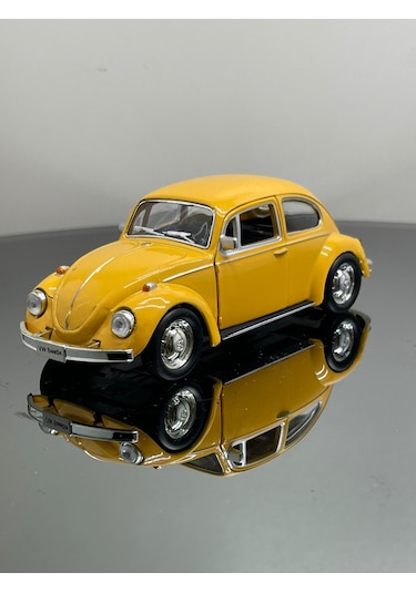 Volkswagen Beetle 1:32 Ölçek Metal Çek Bırak Model Araba 12 Cm - Sarı