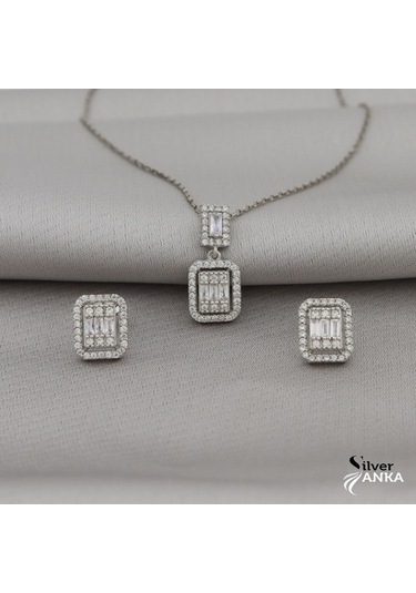 925 Ayar Gümüş Baget Taşlı Set (494960215)