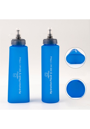 Aubyhe 500ml Tpu Yiyecek Dereceli Katlanabilir Spor Su Keseği - Koşu, Bisiklet, Outdoor Egzersiz İçin + Yedek Uzun Boru Çok Renkli