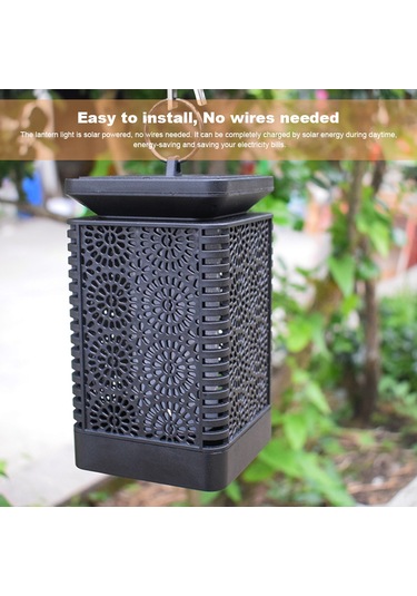 Dofolink Güneş Enerjili Alev Işığı - Ip65 Su Geçirmez Dış Mekan Led Feneri Bahçe Bahçe Dekorasyon Lambası Siyah