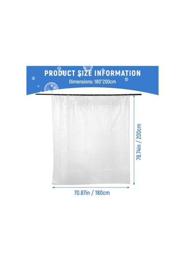 Şeffaf Eva Duş Perdesi Astarı Su Geçirmez Şeffaf 3d Su Kare Banyo Perdesi 71 İnç X 79 İnç, 12 Kanca Diğer