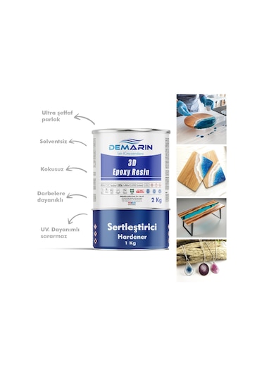 Ultra Şeffaf Döküm Tipi Kristal Clear Epoksi Reçine 3 Kg Set