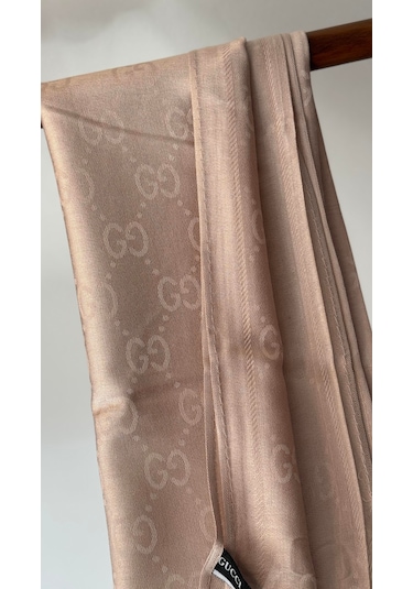Miorel Scarfs G Desen Çift Taraflı Kaşmir İpek Şal 4 Mevsim Soft Pamuklu Şal Pudra
