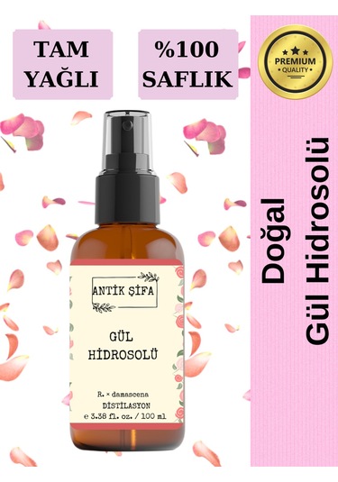 Yağlı Doğal Gül Suyu 100 Ml - Saf Tam Yağlı Doğal Gül Hidrosolü Tonik 100 Ml
