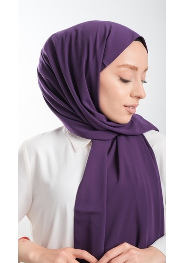 Mor Düz Klasik Şal Medine Ipeği Sade 202103_22 Mor
