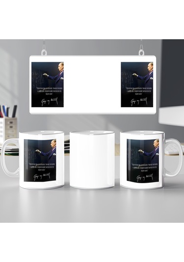 Atatürk Temalı Kupa Bardak Öğretmen Bir Sanatkardır Yazılı Öğretmenler Günü Hediye Kupası Beyaz