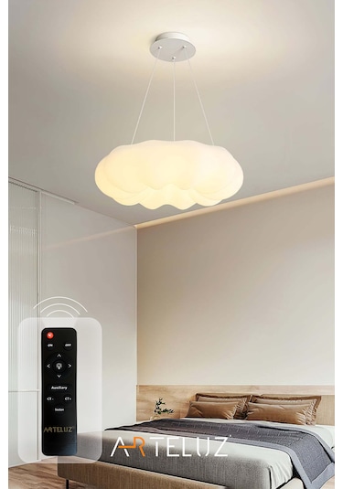 Luxury Bulut Model Modern Sarkıt Avize 55 Cm Beyaz