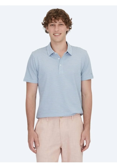 Kip Mavi Polo Yaka %100 Pamuk T-shirt Mavi