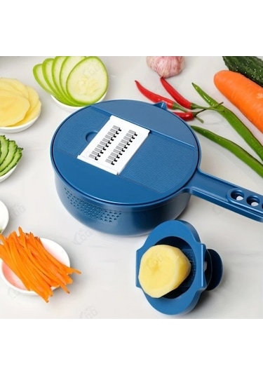 Trendooze Gaojunshop01 Mavi 11 İ 1 Ağır Hizmet Mutfak Robotu Dilimleyici Doğrayıcı Rende Mavi Ev Yemeği Hazırlama Aracı mavi