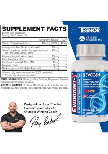 Evogen Evoboost-t Testo Booster Optimization Ashwa/gandha Tesnor