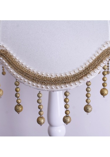 Kadife Kumaş Kaplama Ahiap Ayak Lambader Gold Beyaz