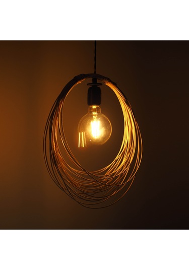 Bambu, Hasır, Rattan Avize Sarkıt: Universe 35Cm - Siyah Takim