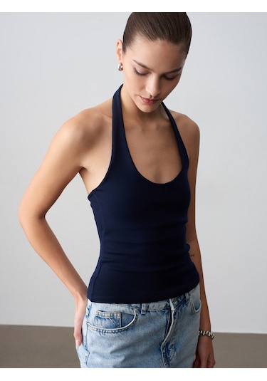 Dilvin 21052 Halter Yaka Top-k.lacivert