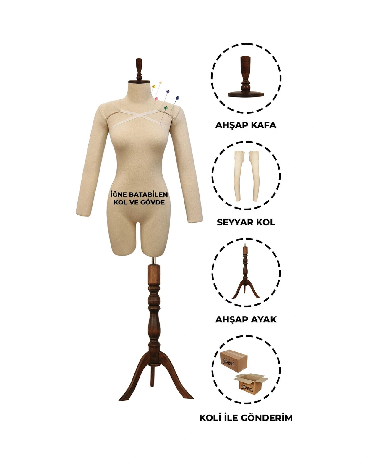 38 Beden Üst Ve Alt Grup Pantolon Giyebilen Kollu Iğne Batabilen Prova Mankeni Terzi Mankeni Pac-01 8361