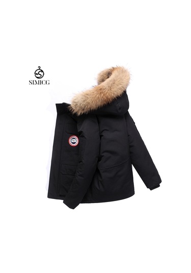 Açık Hava Kürk Yaka Ceket İş Kıyafetleri Soğuk Koruma Sıcak Kalın Pamuklu Ceket Siyah