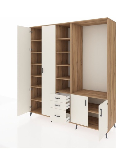 Kronos Dolap 13 Raflı 3 Çekmeceli 4 Kapaklı 220x59x243 Çam-aytaşı/aytaşı Aytası/aytası