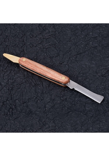 Symbee Ahşap Saplı, Paslanmaz Çelik İkili Açılabilir Cibik Bıçak - Bahçe Ve Ağaç Aşısı Gereci