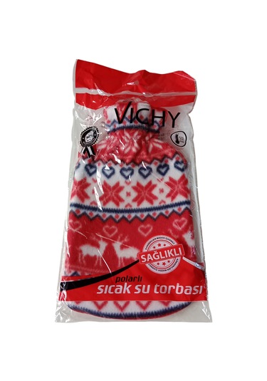 Vichy Geyik Desenli Polar Kılıflı Sıcak Su Torbası Kırmızı