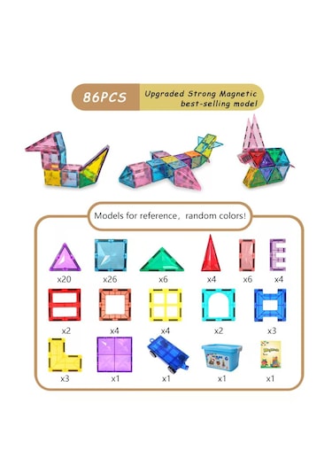 Magblock 86 Parça Manyetik Yapı Blokları - Çocuklar Için Eğitici