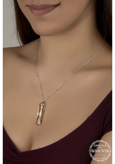 Union Swarovski Crystal Kadın Yeşil Baget Gümüş Kolye