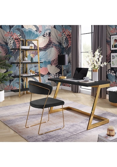 Nysa Gold Metal Siyah Kitaplık & Raf