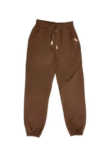 Erkek Çocuk Pamuklu Beli Lastikli Eşofman Alt-15127 Kahverengi