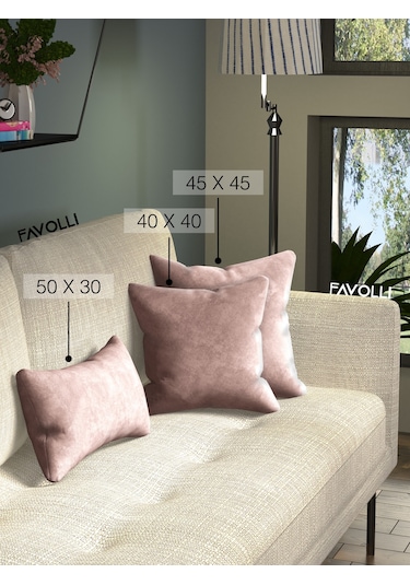 Kadife Dokulu Türk Gülü Rengi Kırlent Kılıfı Dream Serisi Punch Için Uygun Gizli Fermuar Türk Gülü