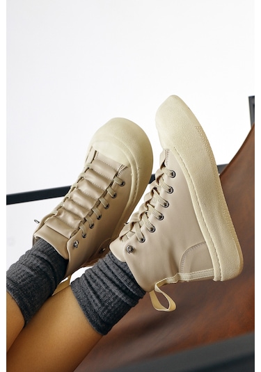 Celinn Bej Lastikli Bağcıklı Spor Bot 001