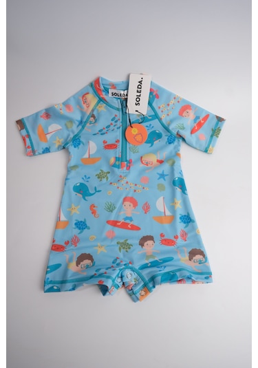 Soleda UV Korumalı UPF 50+ Bebek Çocuk Mayosu Journey Under The Sea Mavi