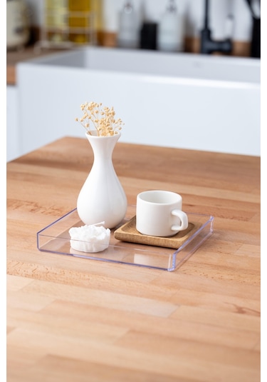 Finehome Belly Pleksi Kare Tepsi Şeffaf