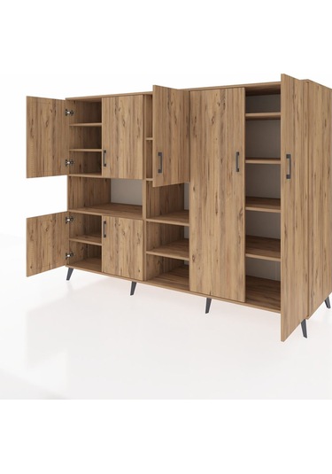 Kronos Dolap 13 Raflı 7 Kapaklı 220x59x163 Çam-çam Çam-çam