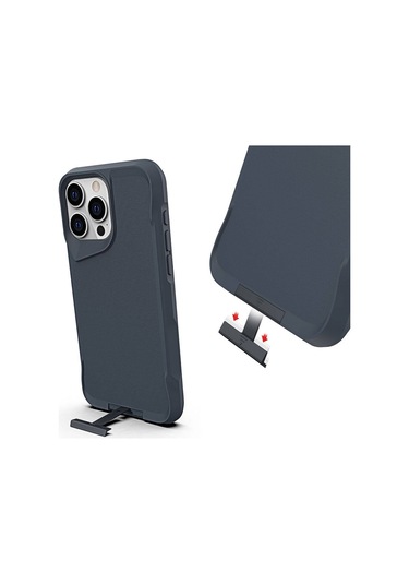 Apple Uyumlu iPhone 15 Pro Max Kılıf Airbag Kenarlı T-max Mat Standlı Kılıf