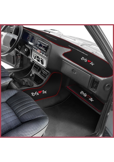 Tofaş Şahin Doğan Kartal Yüksek Torpido Halısı & Vites Konsol Yan Halı & Torpido Alt Sehpa Örtüsü Siyah