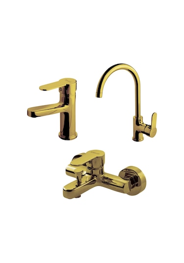 Domino Altın Banyo,evye,lavabo Bataryası Set 971538-971528-971518 Altın
