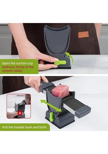 Trendooze Manuel Ayarlı Gaojunshop01 Gri Paslanmaz Çelik Doğrayıcı Mutfak Aleti Pratik Et Sebze Emme Başlıklı Gri