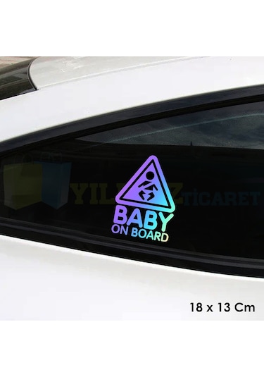 Dikkat Arabada Bebek Var Hologram Oto Sticker Çıkartma Etiket