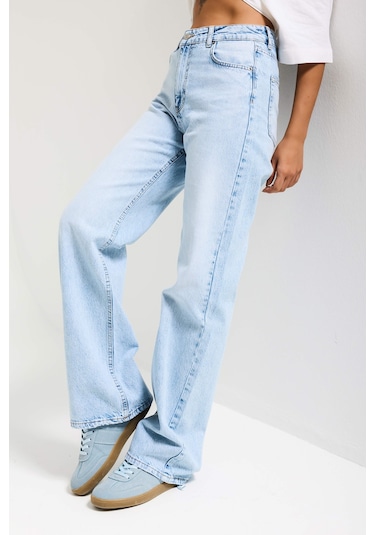Itsbasic Kadın Ice Doris 4s6-3 Straight Fiy Yüksek Bel %100 Koton Denim Jean Ice Kot