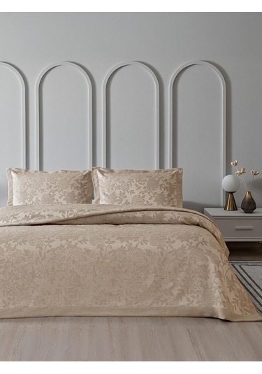 Yatak Örtüsü Seti Jakarlı Estela Bej
