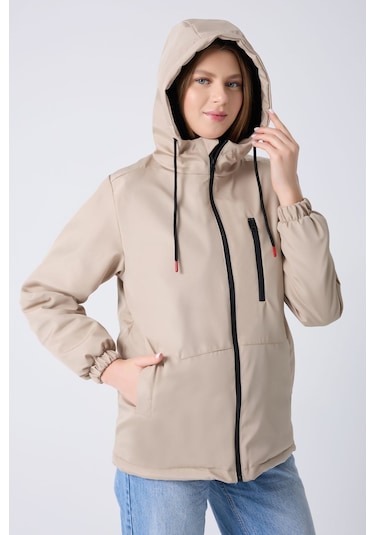 Montland Kadın Taş İçi Kürklü Su Ve Rüzgar Geçirmez Kapüşonlu Kışlık Mont Taş