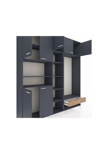 Hyperion Dolap 11 Raflı Tek Çekmeceli 7 Kapaklı 220x44x243 Antrasit-antrasit/çam Antrasıt/atlas Çam Hyperion Dolap 11 Raflı Tek Çekmeceli 7 Kapaklı 220x44x243 Antrasit-antrasit/çam Antrasıt/atlas Çam