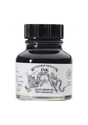 Winsor & Newton Çizim Mürekkebi 30ml Liquid Indian 754 Siyah