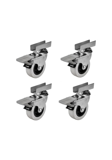 4 Adet Hts U Tablalı Frenli Döner Mobilya Tekeri Çap : 52 Mm Kod : 256