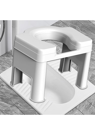 Suntek Tuvalet Taburesi Taşınabilir Kaymaz Kompakt 26,5cm-beyaz