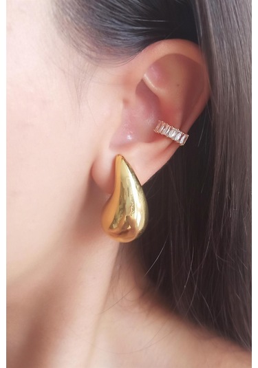 Kadın Vip Seri Su Damlası Model Küpe - Altın