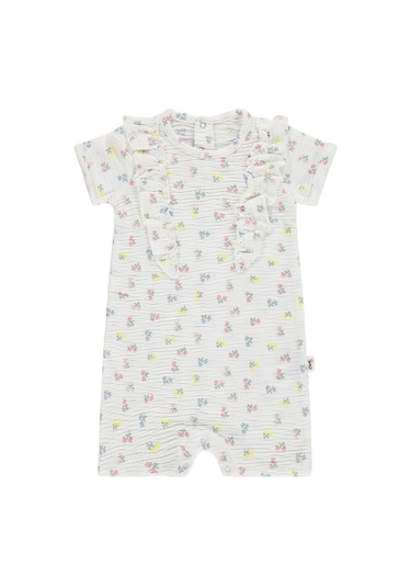 Civil Baby Çiçek Empirme 6-18 Ay Tulum - Ekru