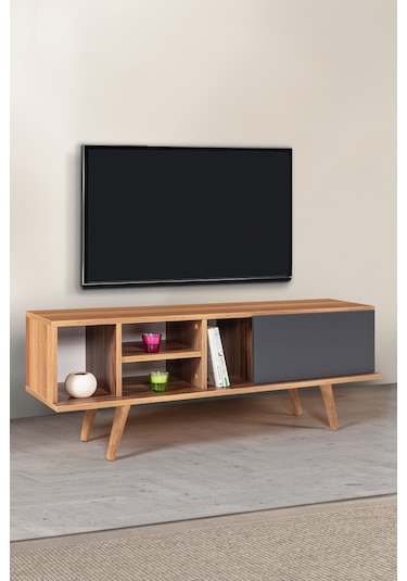 3331 Ela 130 Cm Ahşap Ayaklı Tv Ünitesi , Söğüt - Antrasit , Tv Sehpası , Salon , Oturma Odası Diğer 3331 Ela 130 Cm Ahşap Ayaklı Tv Ünitesi , Söğüt - Antrasit , Tv Sehpası , Salon , Oturma Odası Diğer